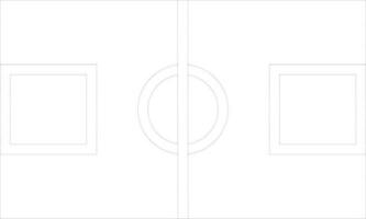 Basketball court in black line art. vector