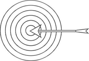 Black line art target with arrow. vector