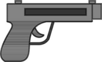 elegante negro y gris pistola en plano estilo. vector