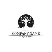 Tree leaf vector and green logo design friendly concept