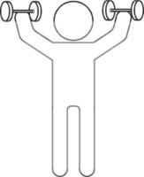 Character of faceless man holding dumbbells. vector