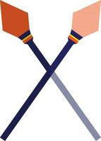 Orange and blue spear in flat style. vector