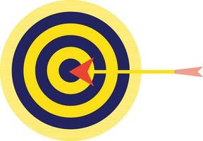 Blue and yellow target with orange arrow. vector