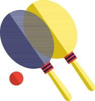 Yellow and blue tennis rackets with orange ball. vector