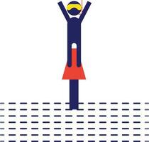 Man standing on springboard and jumped in swimming pool. vector