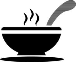 Flat illustration of bowl with hot food. vector