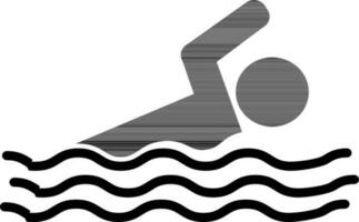 Flat illustration of a man swimming. vector