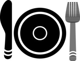 Flat style plate, fork and knife icon. vector