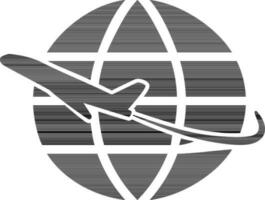 Travel icon with globe and flying plane. vector
