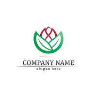 Tree leaf vector and green logo design friendly concept