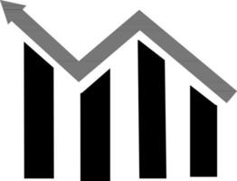 Statistical bar chart with growth arrow. vector