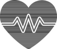 Glyph icon of heartbeat pulse with heart. vector