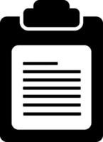 Glyph icon of clipboard with document. vector