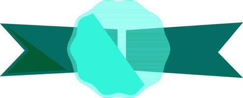 Badge style ribbon in cyan and green color. vector