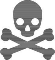 Black head with cross bones icon. vector