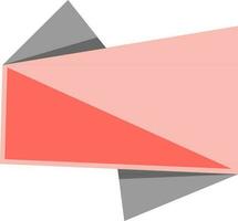 Paper origami style ribbon in peach and gray color. vector