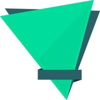 Double triangular shape ribbon in green color. vector