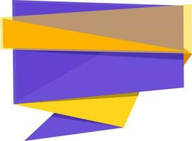 Paper origami style ribbon in purple and yellow color. vector