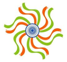 Ashok chakra with decorative ribbon. vector