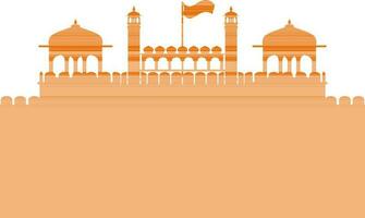 Red fort with flag in india. vector