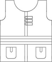 Flat style safety vest in black line art. vector