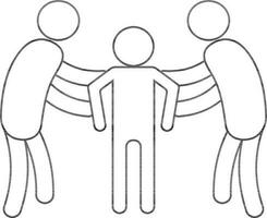 Character of faceless two mans holding a another person. vector