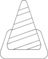 Traffic cone in black line art. vector