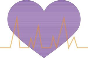 Heart beating in purple and orange color. vector