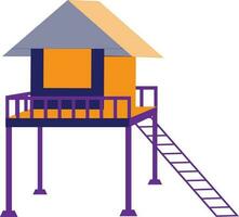 Illustration of lifeguard tower in orange, blue and purple color. vector