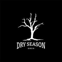 Dry Tree Without Leaves For The Dry Season Logo On Black background vector