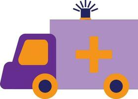 plano estilo ambulancia en púrpura y naranja color. vector