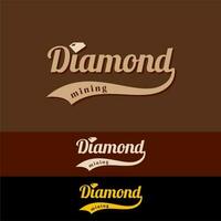 Diamond Mining Typography Logo For Gem Mining Company Classic Vintage Vector Design