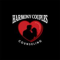 marriage Counseling Company Logo with silhouette couple in love shape vector