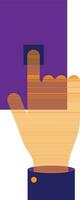 Orange hand pressing purple button. vector