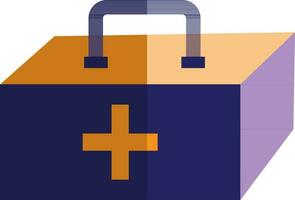 First aid box in blue, purple and orange color. vector