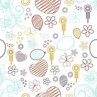 Floral abstract background with doodle icons. vector