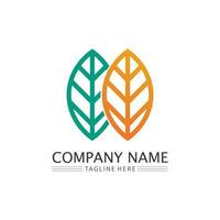 Tree leaf vector and green logo design friendly concept