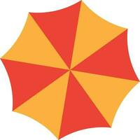 Flat illustration of a yellow and orange umbrella. vector