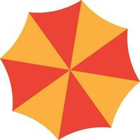 Flat illustration of a yellow and orange umbrella. vector