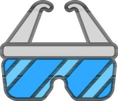 plano estilo gafas de protección icono en gris y azul color. vector