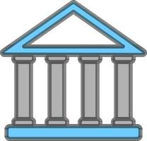 Flat Style Museum Icon in Blue and Gray color. vector