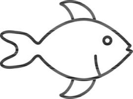 Line art Fish icon in flat style. vector