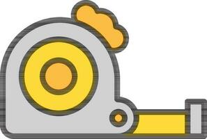 gris y amarillo medición cinta icono en plano estilo. vector