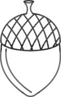 Black Line Art Acorn Icon or Symbol. vector