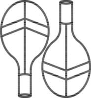 Table tennis racket icon in thin line art. vector