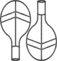 Table tennis racket icon in thin line art. vector