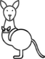 Line art illustration of Kangaroo icon. vector