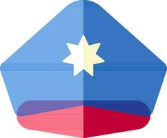 White star on officer cap icon in red and blue color. vector