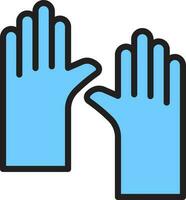 Flat Style Gloves icon in Blue and Black color. vector