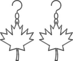 Maple Leaf Earrings Icon in Black Line Art. vector